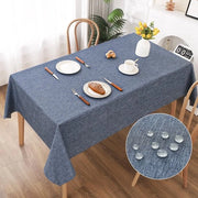 Tavolo Coprente in Lino, 135x180cm, Finestra Blu, con Effetto Lotus, Impermeabile e Resistente alle Macchie, Ideale per Salotto, Cucina, Terrazza e Giardino