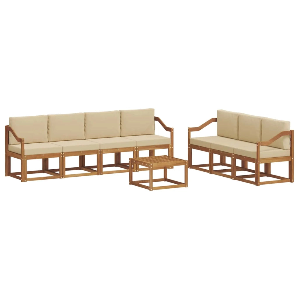 Set di divani da esterno con cuscino 8 pcs Naturale e Beige 3366131