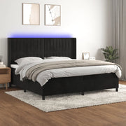 Letto a Molle con Materasso e LED Nero 200x200 cm in Velluto cod mxl 61854