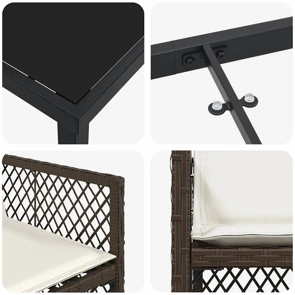 Set da Pranzo per Giardino 5 pcs Marrone polyrattan 3380629