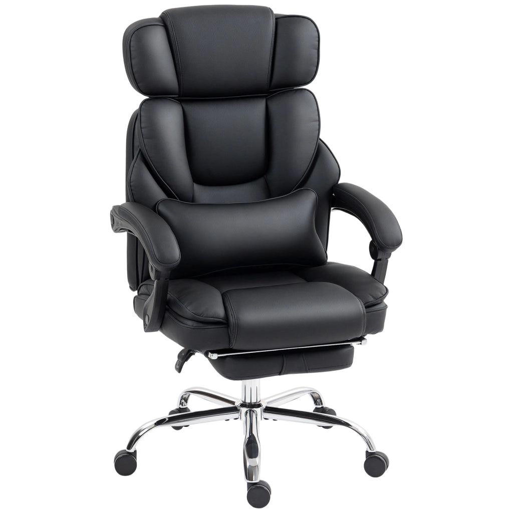 Sedia da Ufficio Ergonomica Regolabile in Altezza con Schienale e Braccioli ¨C Zephmum ¨C Nero in Pelle