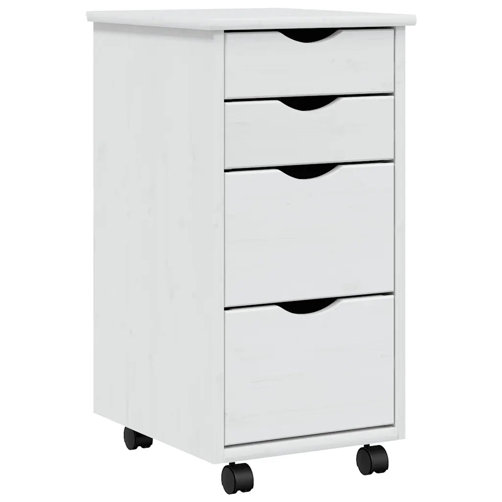 Mobiletto su ruote pratico con cassetti stile ufficio 34 x 39 x 65,5 cm realizzato in legno di pino bianco 02_0047172