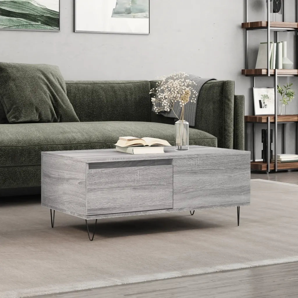 Tavolino salotto | Tavolino da caff¨¨ | Tavolino da Soggiorno Grigio Sonoma 90x50x36,5 cm Legno Multistrato