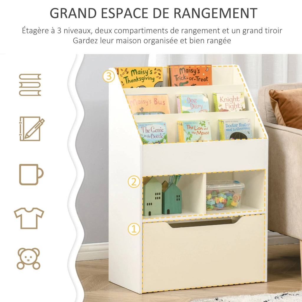 Libreria con cassetti e ripiani ¨C zephmum ¨C Bianco 80x30x180