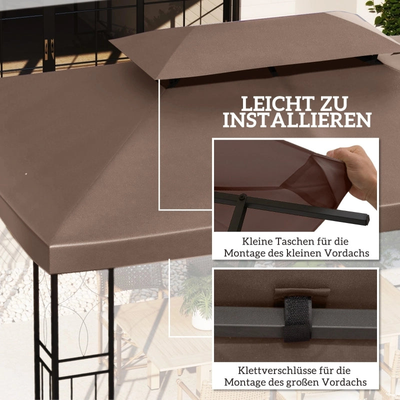 Tetto di ricambio per gazebo da giardino 3x4m in poliestere color caff¨¨
