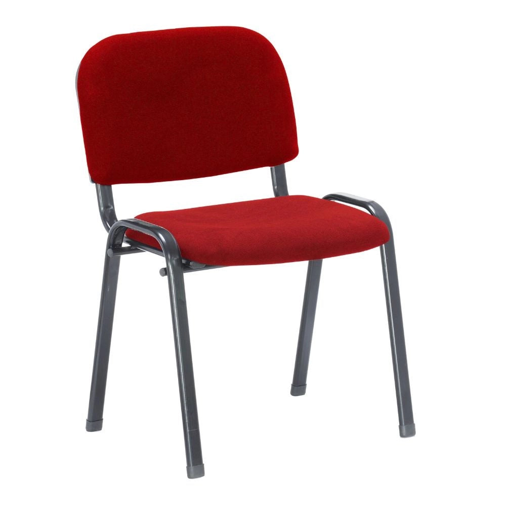 2x Sedia da ufficio con struttura in metallo nero e tessuto rosso