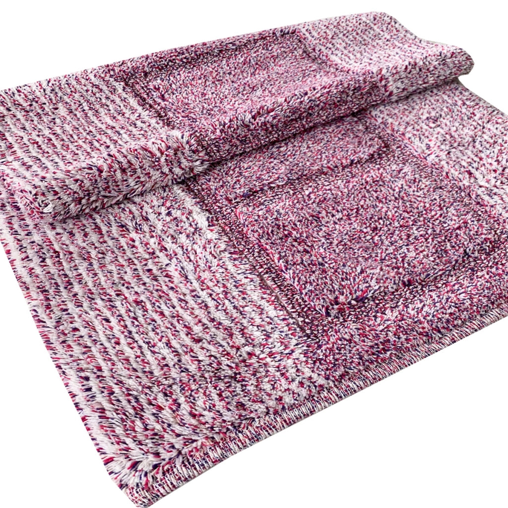 Tappeto Bagno Cotone Shaggy 55x90 Cm Rosa Scendiletto Camera Morbido Assorbente Antiscivolo