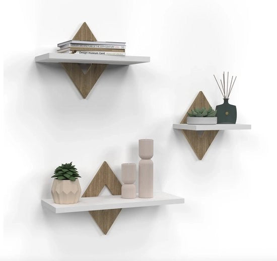 Set di 3 pannelli per parete in quercia e bianco – alta qualità – materiale duraturo – progetto stile – adatto per uso quotidiano – stile moderno – comfort e funzionalità combinati