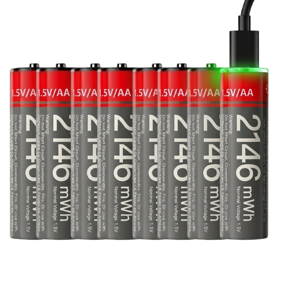 8x Batterie AA Litio 1430mAh 1.5V 2146mWh Ricaricabili USB-C Nero / Rosso Yesido