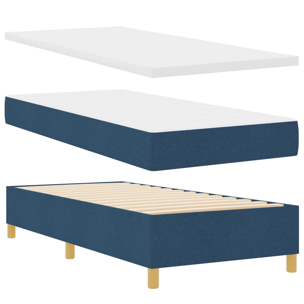 Letto con Box Spring e Materasso & LED Blu 90x190 cm in Tessuto
