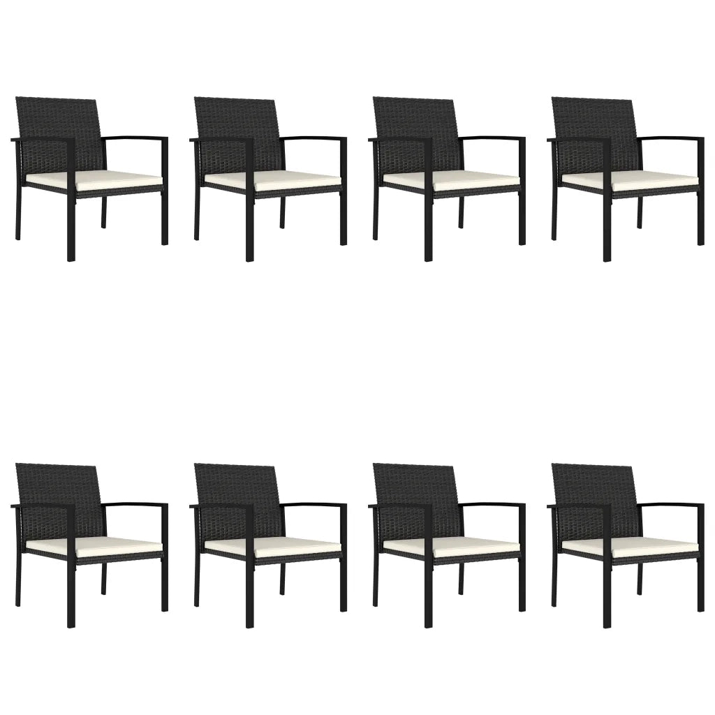 Set da Pranzo da Giardino 9 pz in Polyrattan Nero