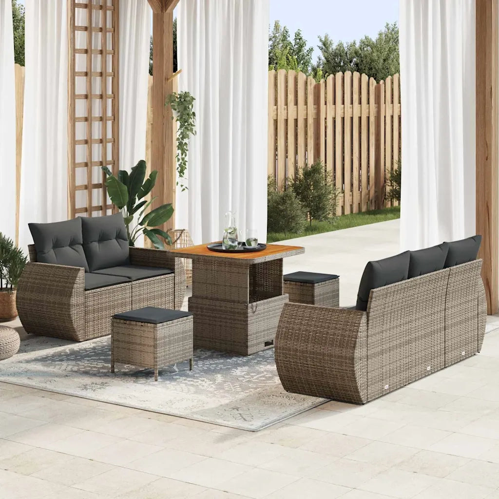 Set Divano da Giardino 8 pcs Grigio polyrattan 3361818