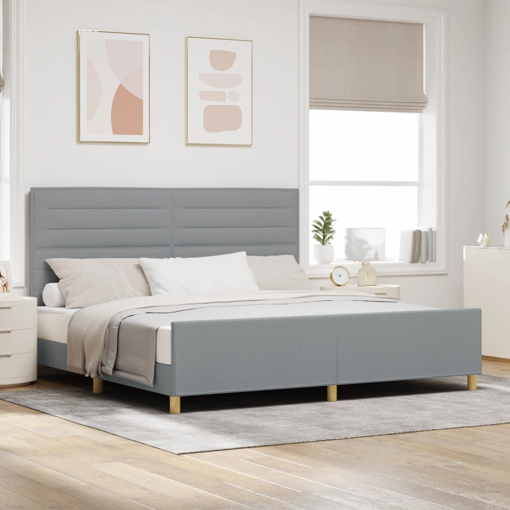 Letto in Grigio Chiaro di , 200x200 cm, Tessuto