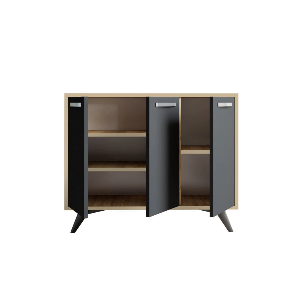 Credenza in legno "Piffa" - 100 x 35 x 82 cm - Grigio antracite