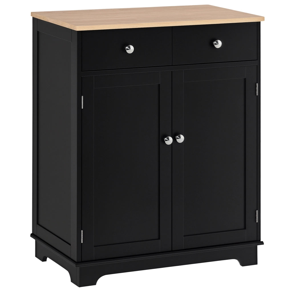 Mobile buffet soggiorno con ante, 2 cassetti e ripiani regolabili ¨C Minimal ¨C 68x40,3x85cm, nero e legno naturale