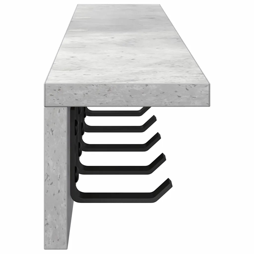 vidaXL Appendiabiti a muro Grigio cemento 80 x 10.5 x 10.5 cm