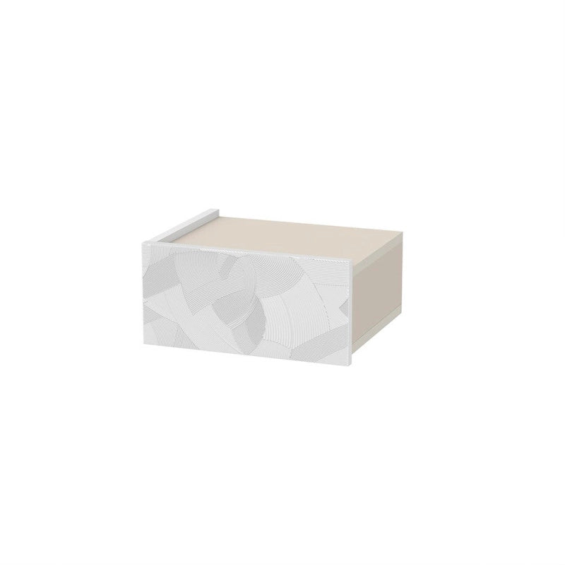 Comodino sospeso Onda colore bianco e cashmere con luci integrate