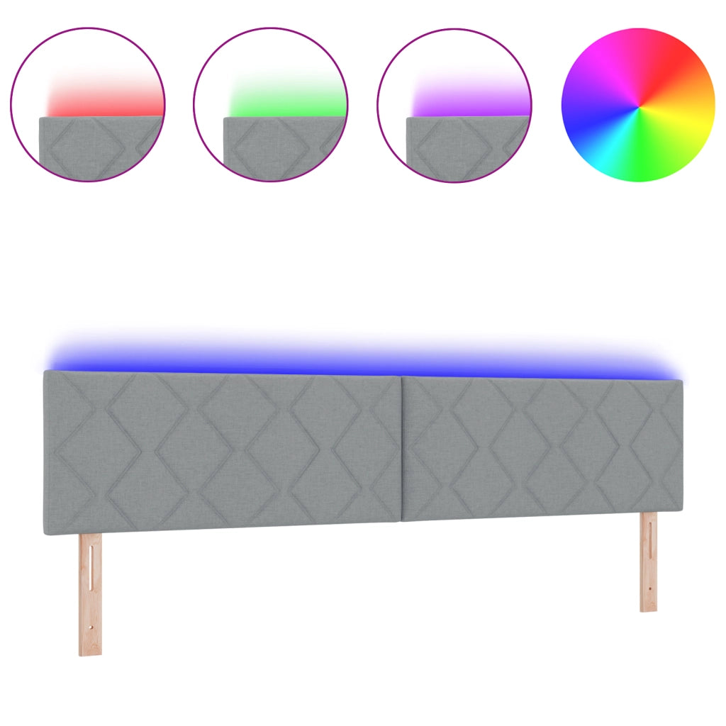Testata LED  con design a blocchi di diamante grigio chiaro, 200 cm in tessuto