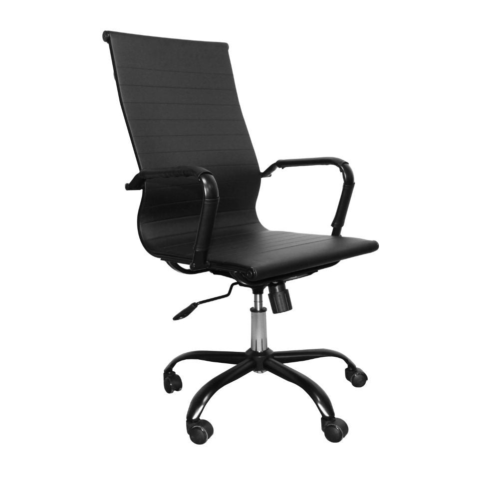 Poltrona da ufficio Nuvia con schienale ergonomico e ruote colore nero H105