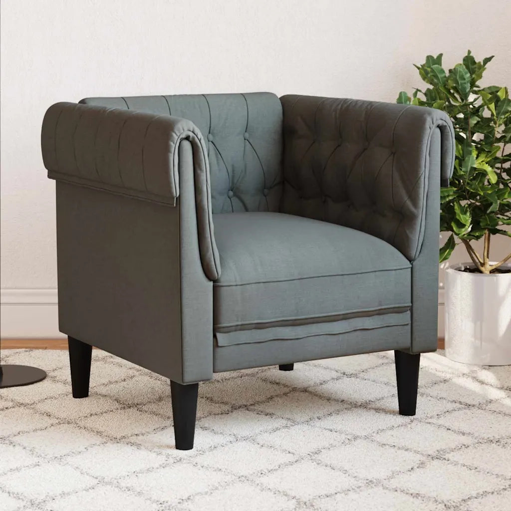 vidaXL Poltrona Chesterfield Grigio scuro 78.5 x 74.5 x 74.5 cm