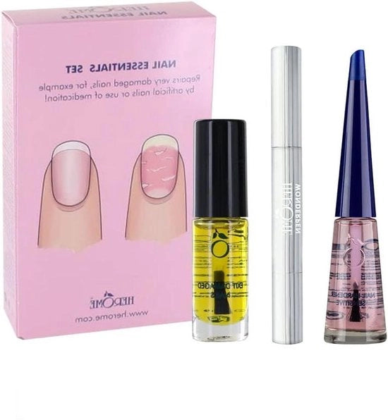 Set di cura unghie 3 in 1 - Set per unghie danneggiata - Olio per unghie, crema per unghie e rafforzante unghie - Per unghie belle e sane - Dimensione completa (Rosso)