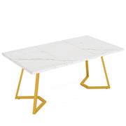 Scrivania con piano marmo e gambe in metallo - per studio - bianco e oro