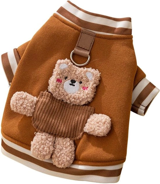 Abbigliamento per cani con D-ring, giacca da neve calda, maglia morbida per piccoli cani e gatti (M, marrone)