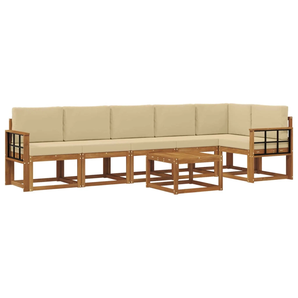 Set di divani da esterno con cuscino 7 pcs Naturale e Beige