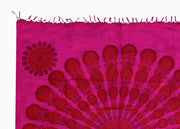 Telo Mare Spiaggia Grande Antisabbia Parasole Modello Batik Pavone - Pavone - Fucsia