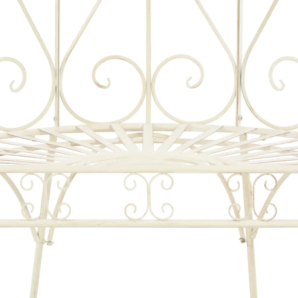 Panchina da Giardino 95 cm in Ferro Bianco Anticato cod mxl 49366