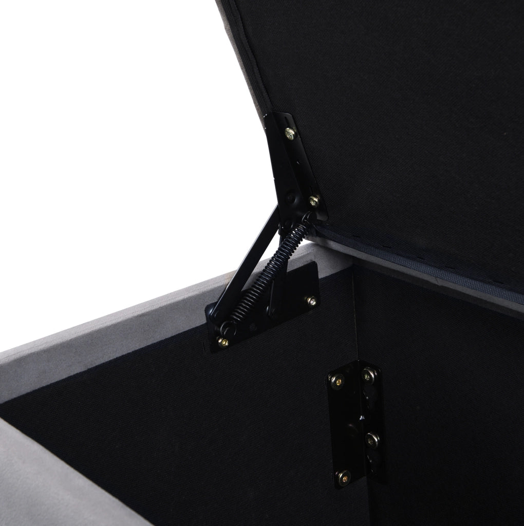 Ottomana contenitore in velluto grigio 138x41x42 cm