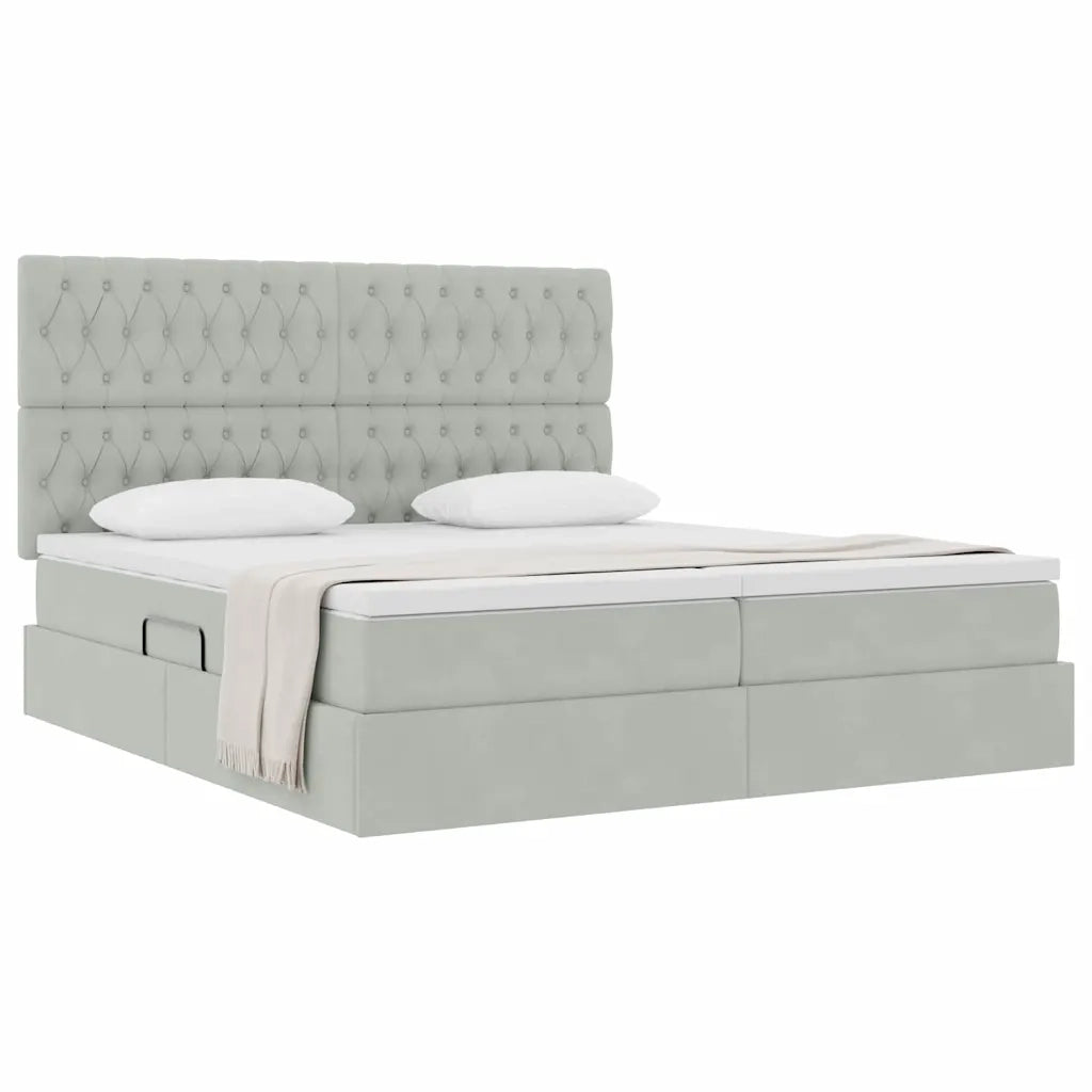 Letto con Contenitore Grigio chiaro 180 x 200 cm Velluto