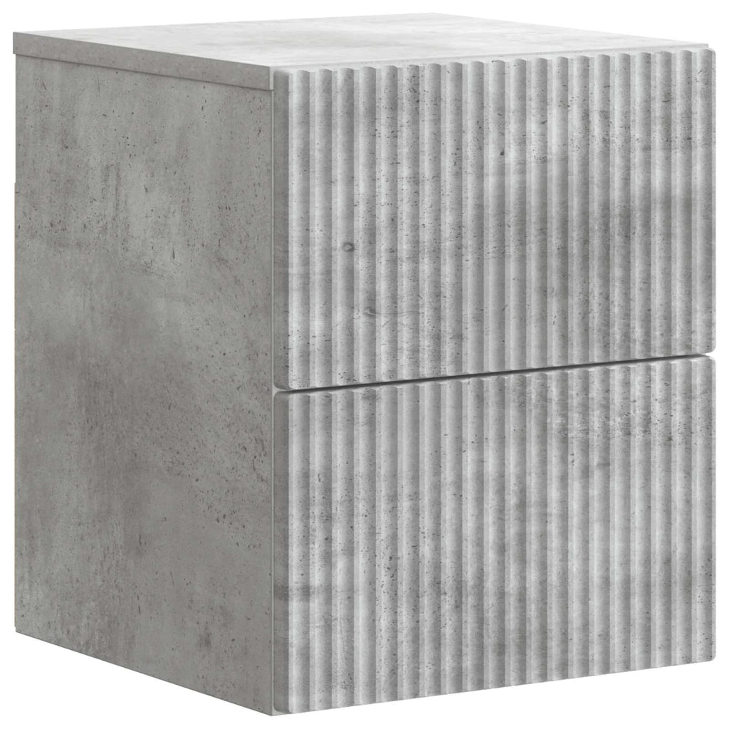Comodino | Armadio da Notte | Mobiletto da notte a muro Grigio Cemento 33 x 34,5 x 40 cm