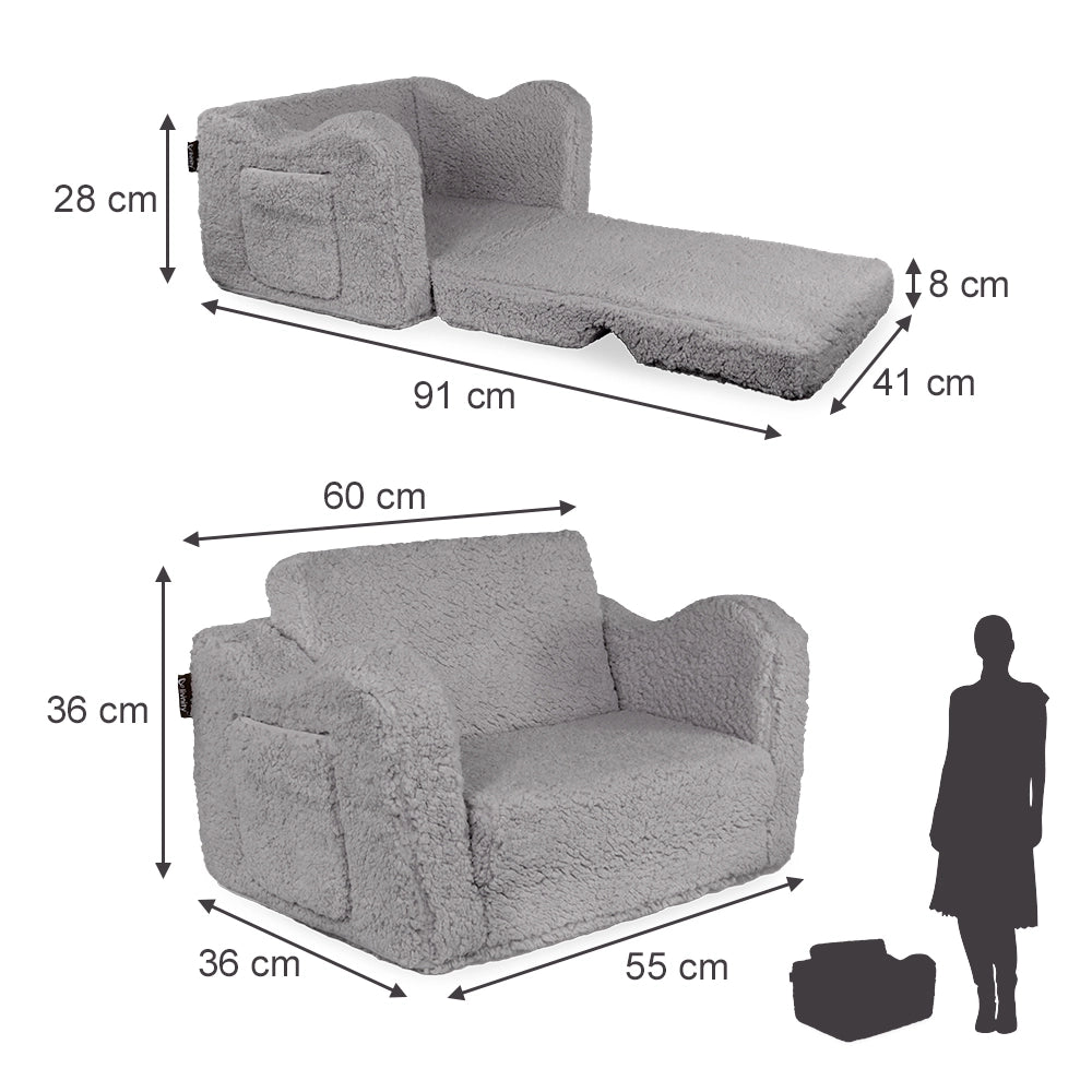 Vicco Poltrone per bambini Grigio 60 x 36 cm Pieghevole