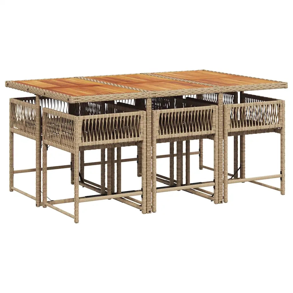 Set da Pranzo da Giardino 7 pz con Cuscini Beige in Polyrattan 3211456