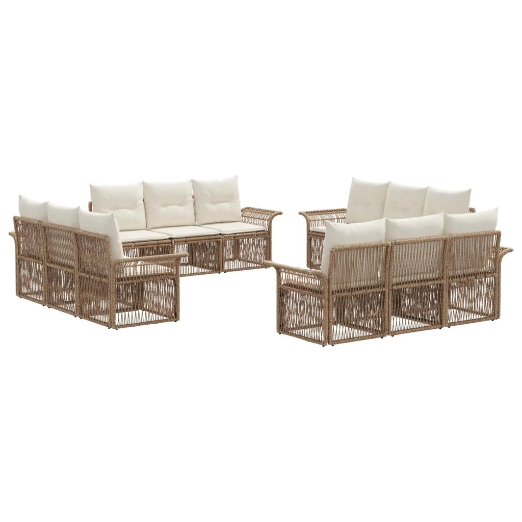 Set Divano da Giardino 12 pcs Beige polyrattan 3434781