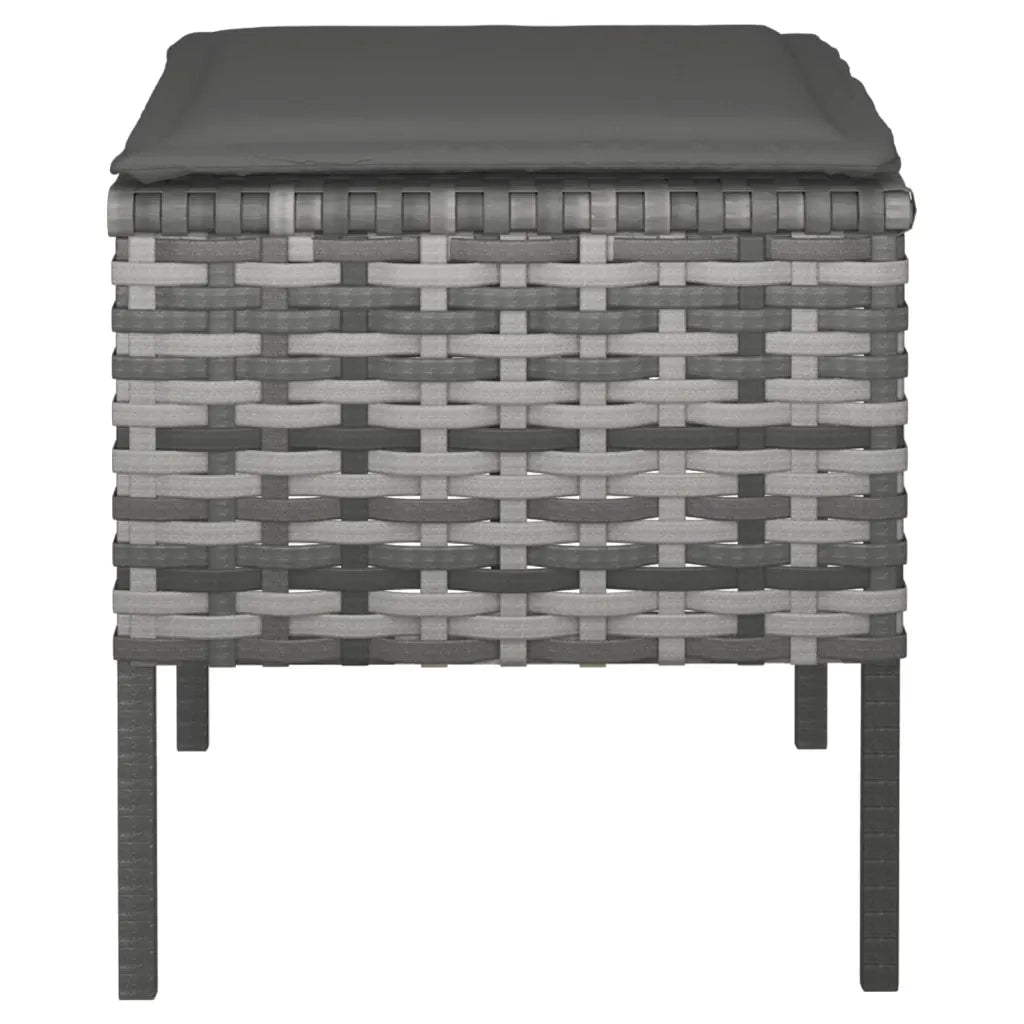 Sedia da giardino-Poggiapiedi da Giardino con Cuscini 4pz Grigio in Polyrattan