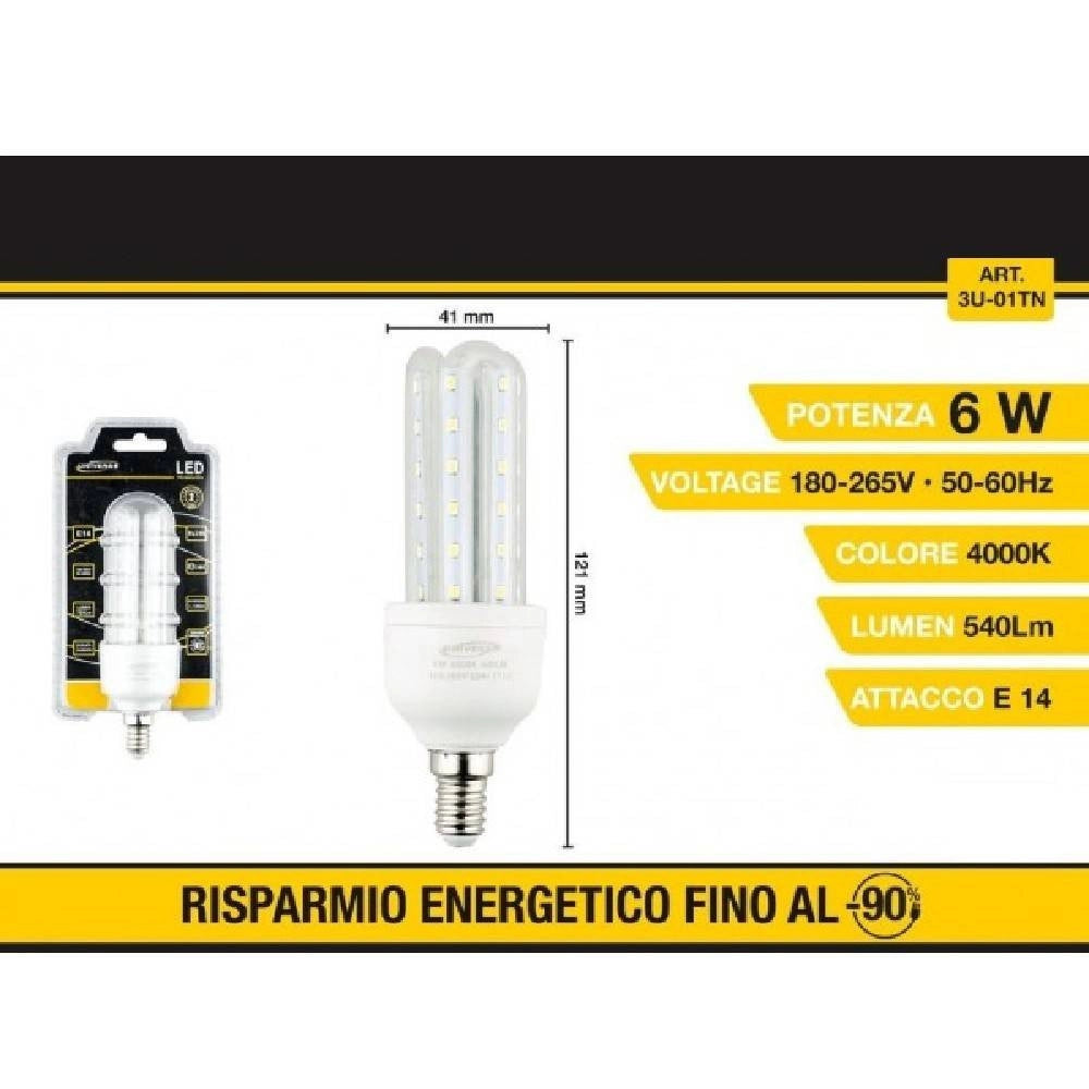 Trade Shop - Lampadina Led 3u E14 6w Luce Fredda 6500k Naturale 4000k Calda 3000k 36d 3u01t -