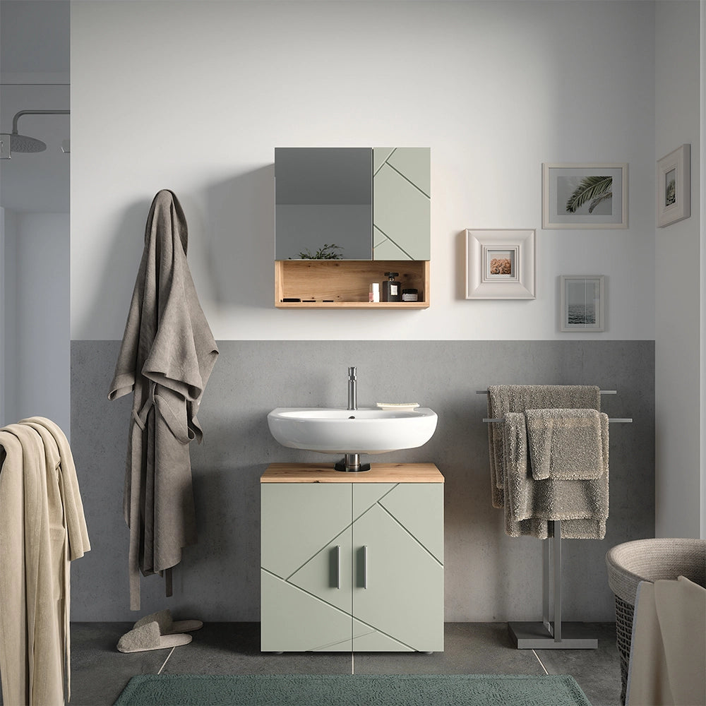 Vicco Set di mobili da bagno Verde salvia 2 parti