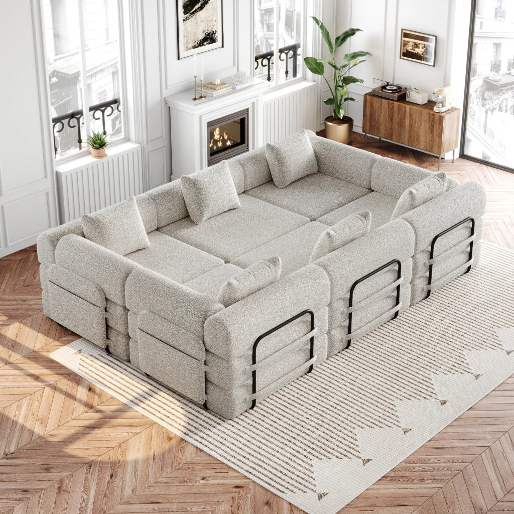 Divano letto modulare monoposto in ciniglia con vano portaoggetti nel bracciolo, struttura in acciaio, khaki