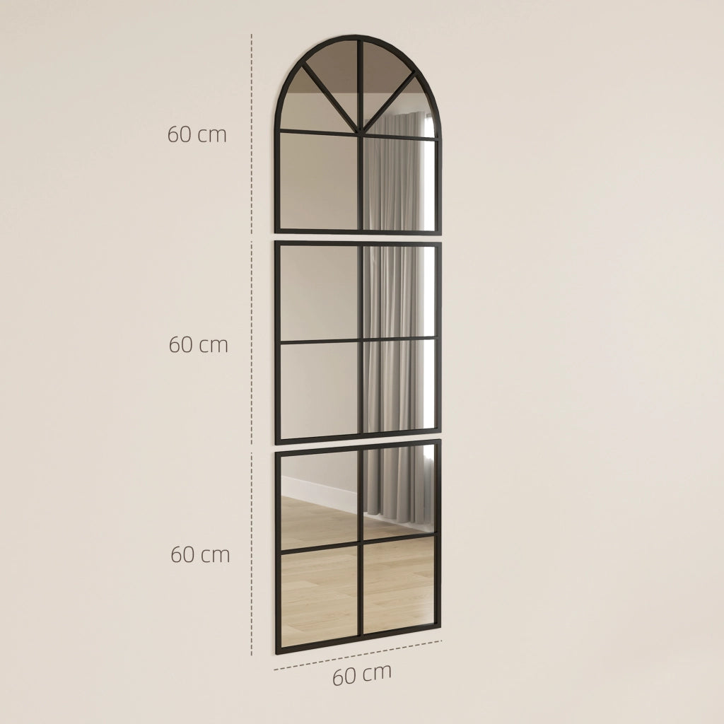 Specchio da muro arcuato con cornice metallica ¨C Zephmum ¨C Nero 60x180 cm