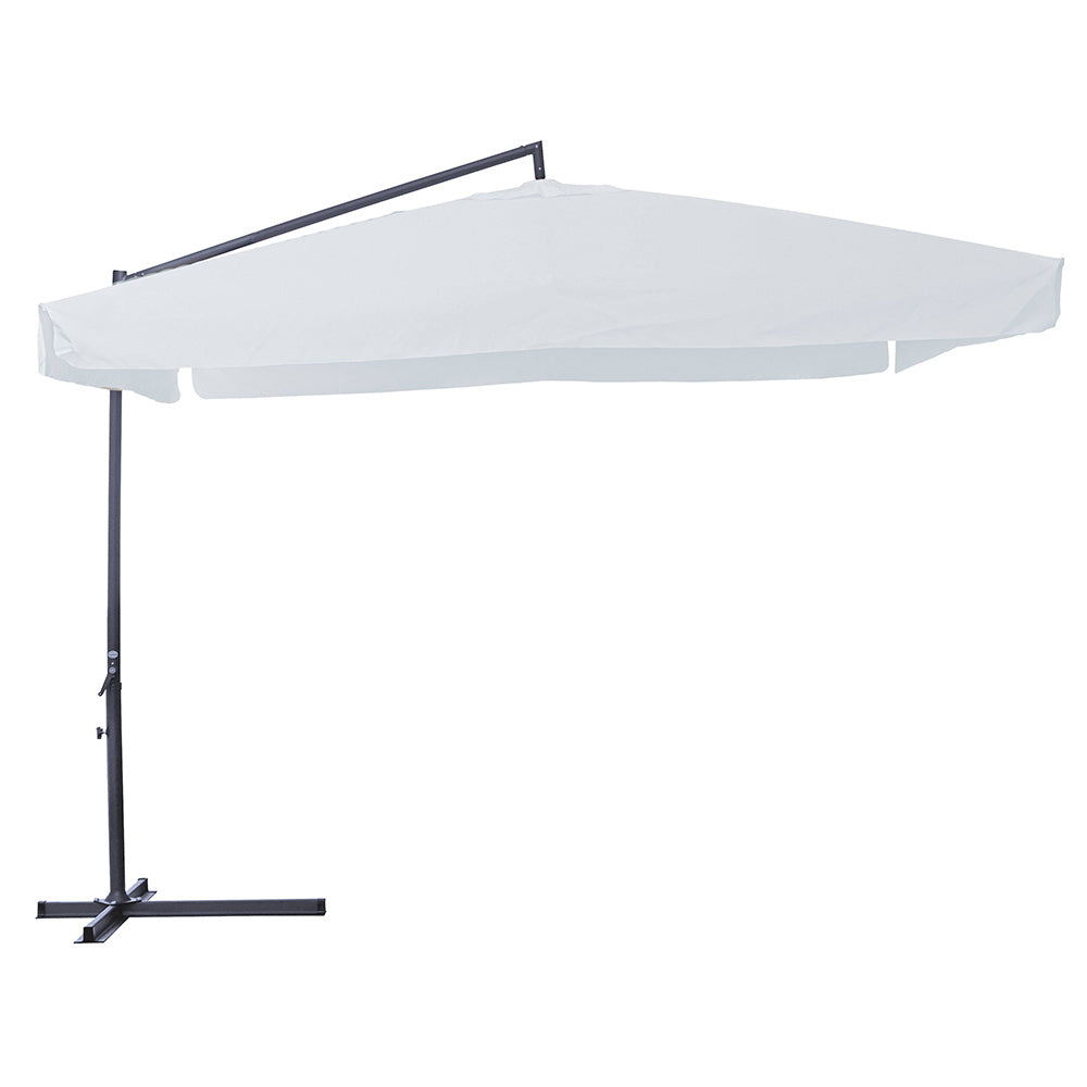 Ombrellone Decentrato 3x3 mt Struttura in Acciaio da Giardino Esterno Bianco