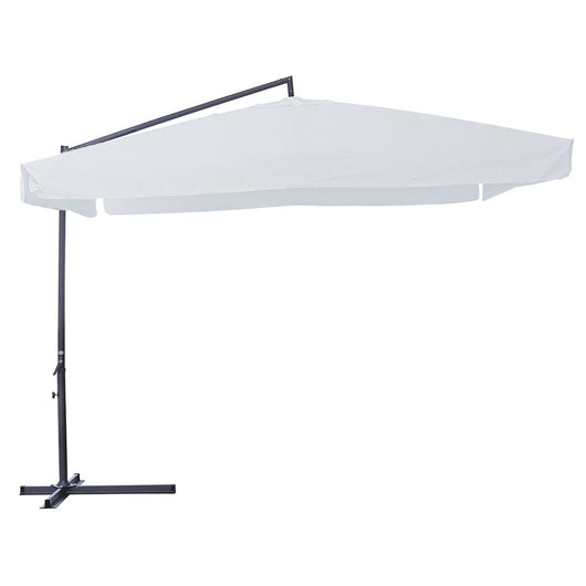 Ombrellone Decentrato 3x3 mt Struttura in Acciaio da Giardino Esterno Bianco