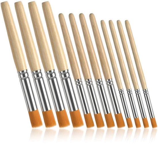 12 set di stencil a forma di pennello, 3 misure stampe in legno, pennello, setole a forma di palla, pennello per riempimento, pennello a setole, per acrilico, olio su tela, stencil per pittura, artigianato fai da te
