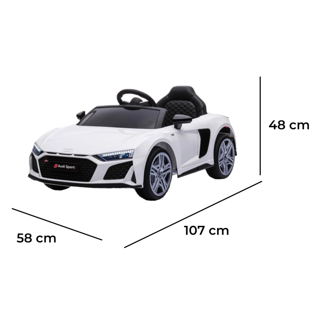 Macchina Elettrica per Bambini 12V Licenza Ufficiale Audi R8 New Spyder con Telecomando e Sedile in pelle Bianco