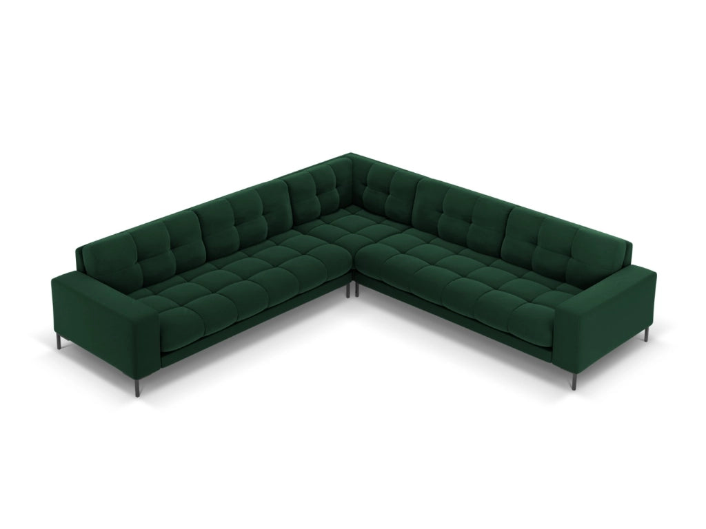 Cosmopolitan Design - Divano angolare reversibile "Bali" 6 posti in velluto verde bottiglia 