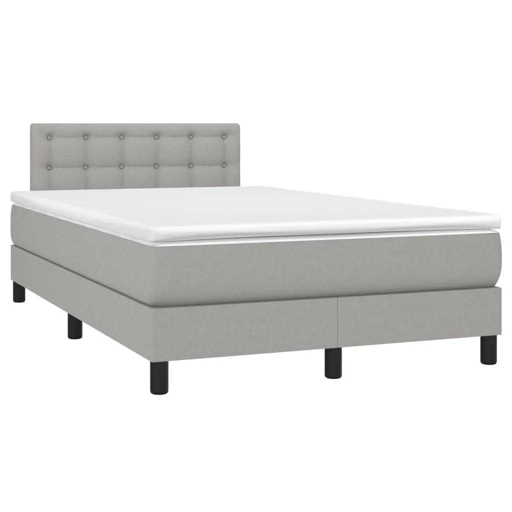 Letto a Molle Materasso e LED Grigio Chiaro 120x190 cm Tessuto 3270067