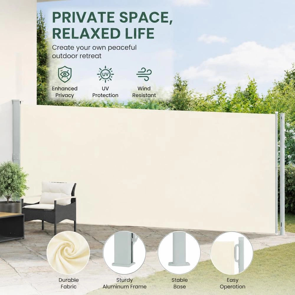 Extendable Side Awning 200x600 Cm Cream