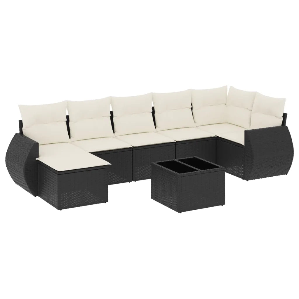 Set Divani da Giardino con Cuscini 8 pz Nero in Polyrattan 3221685