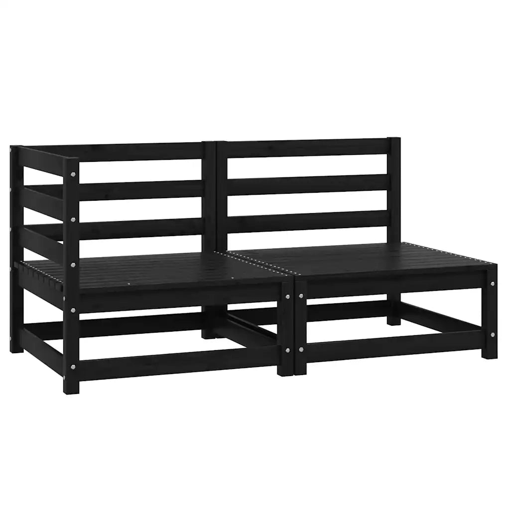 Set Divani da Giardino 2 pz Nero in Legno Massello di Pino cod mxl 41732